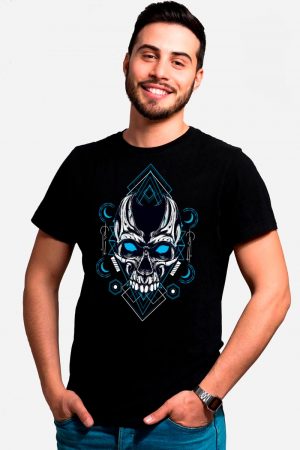 Camiseta gótica hombre calavera metalizada