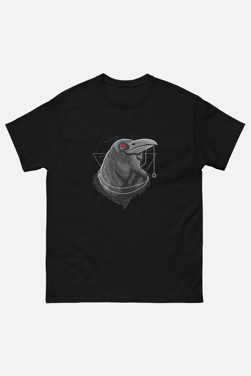 Camiseta hombre gótica con ilustración de cuervo