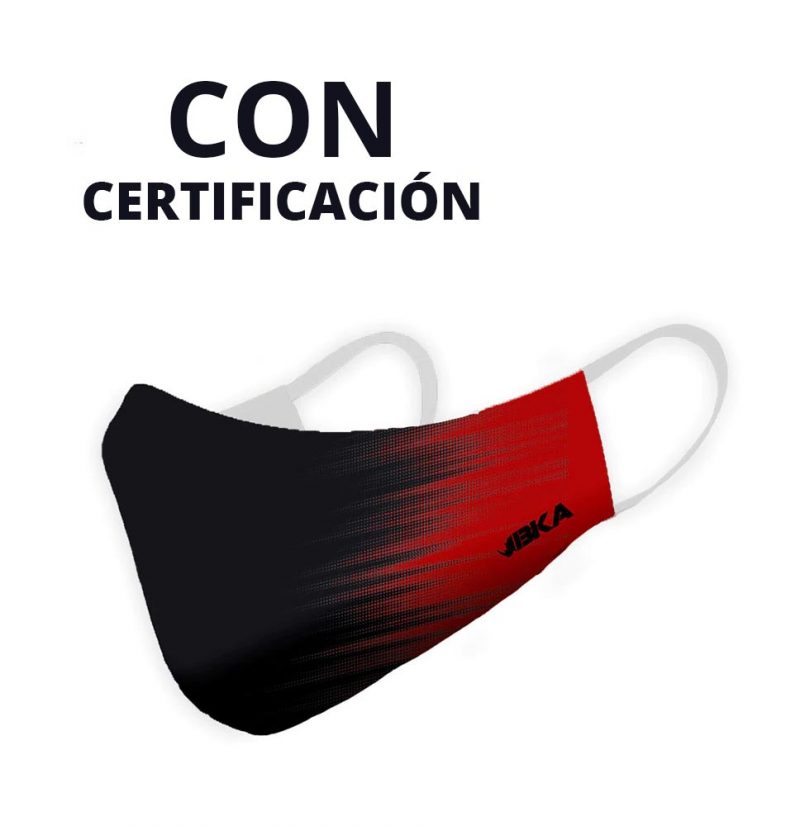 Mascarillas tela lavable triple capa de color rojo y negro con certificación