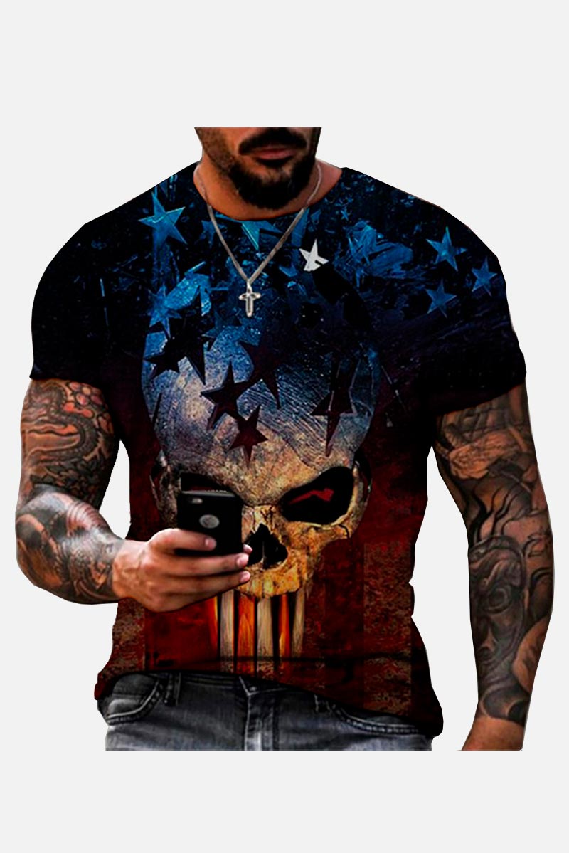 Camiseta para hombre de calavera americana