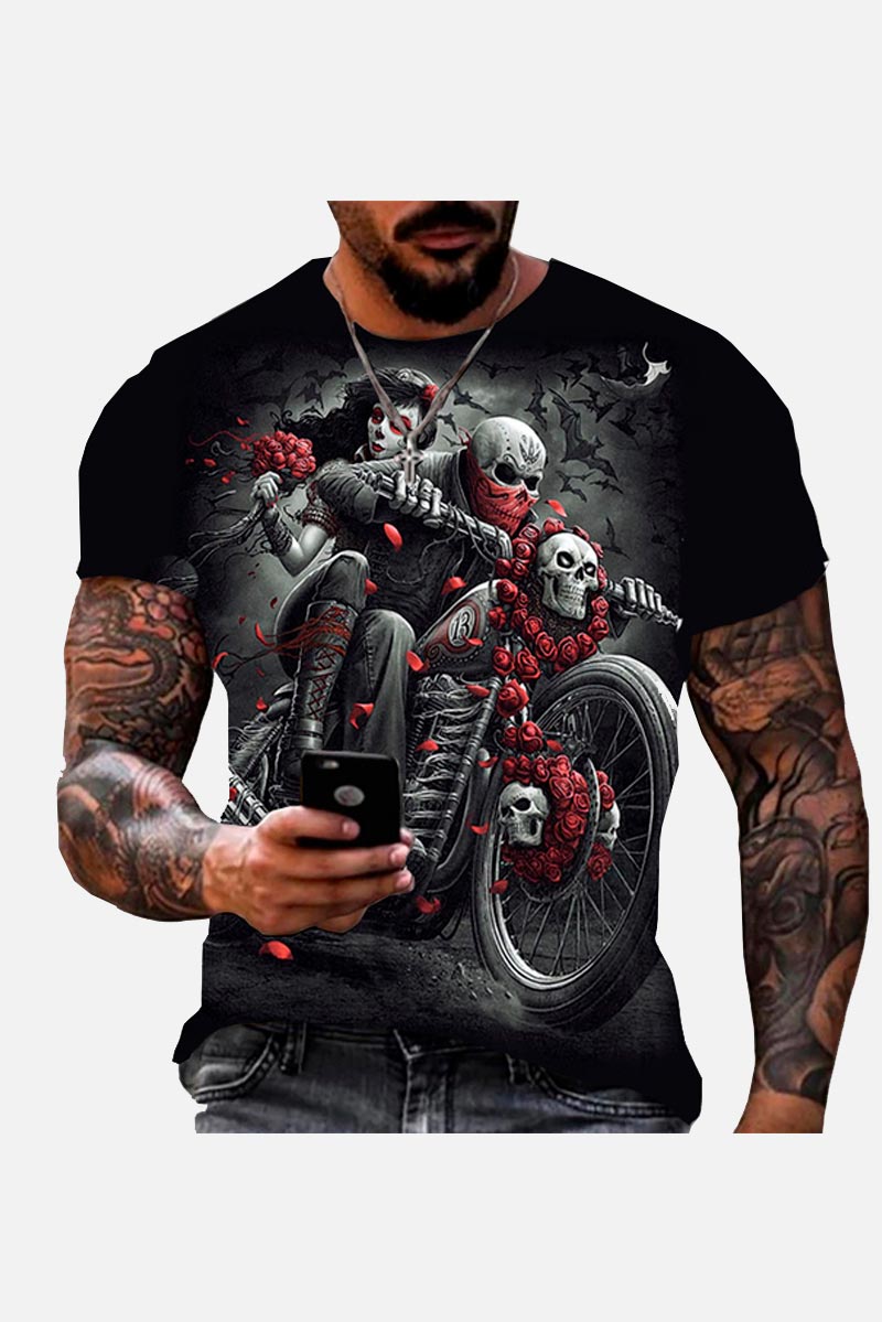 Camiseta hombre calavera motocicleta
