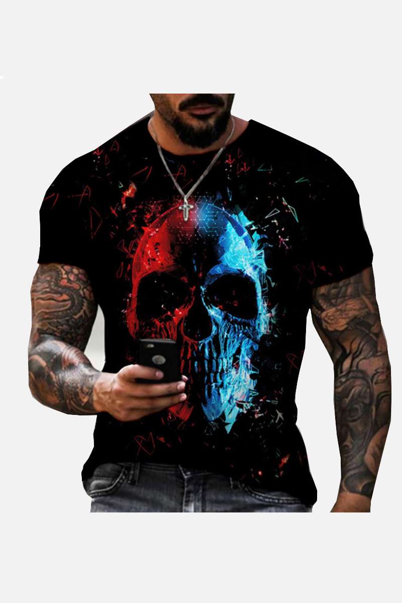 Camiseta hombre calavera estampado 3D - Calavera de cristal