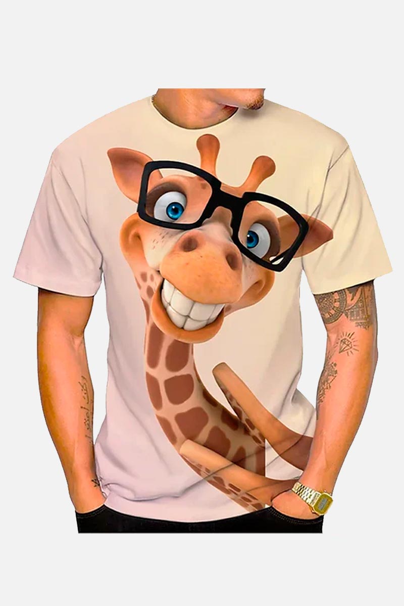 Camiseta para hombre Jirafa divertida con gafas